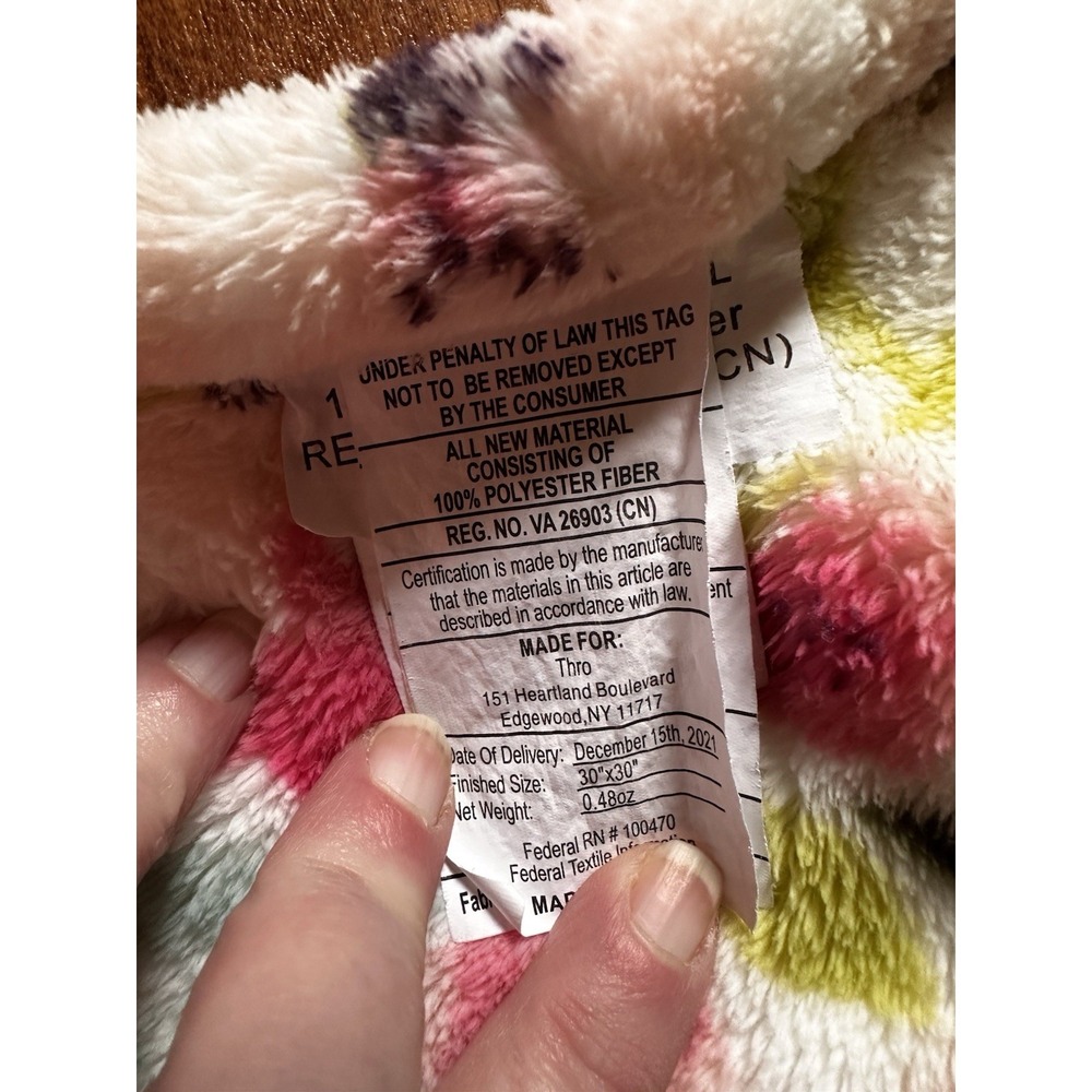 Baby Thro Rilynn Bunny Rabbit Floral Lovey Security Blanket Oversized 30x30 RARE - Picture 11 of 11